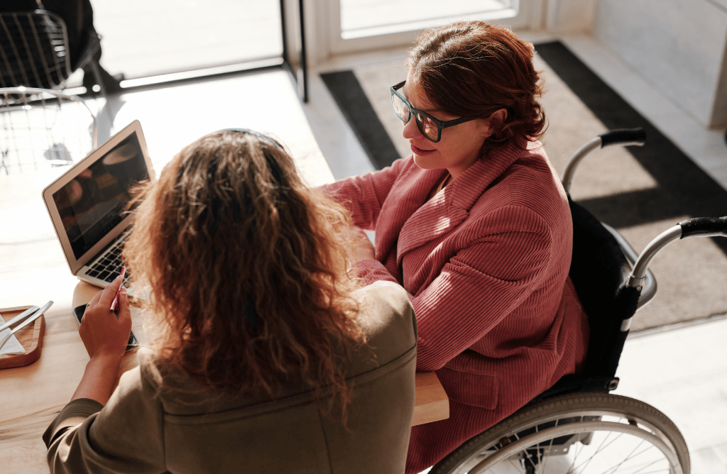 A disabled client meeting with an attorney