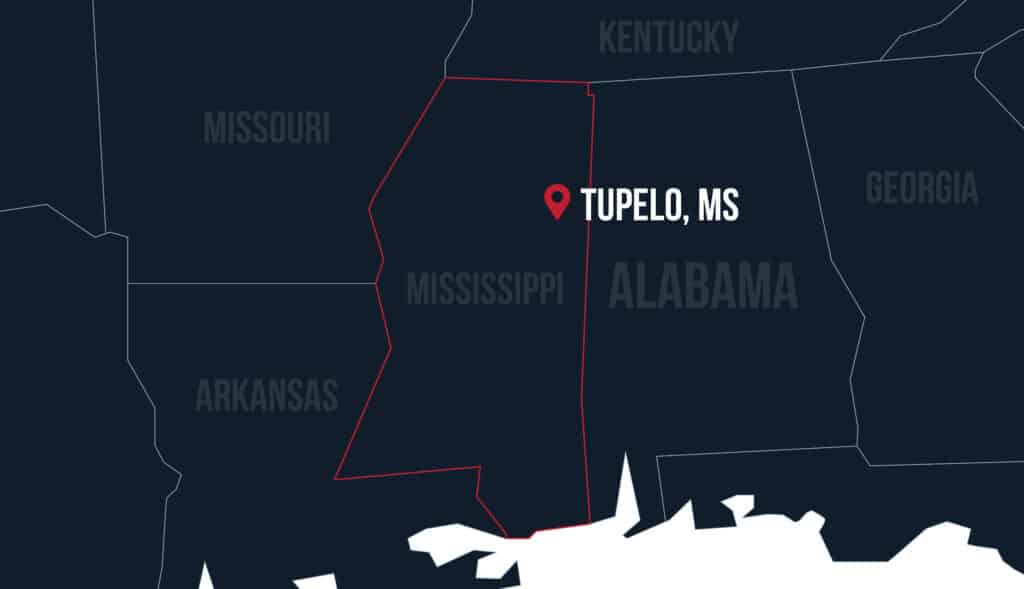 tupelo mississippi location map