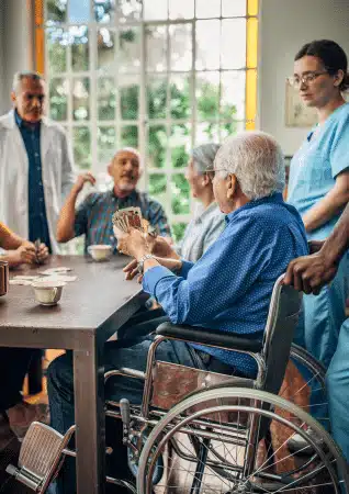 Elderly people at a retirement home