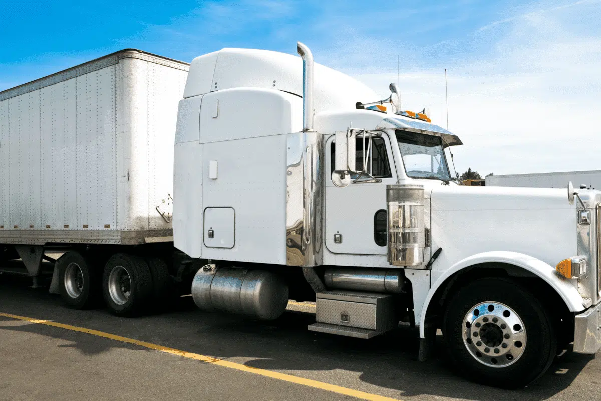 A white commercial truck