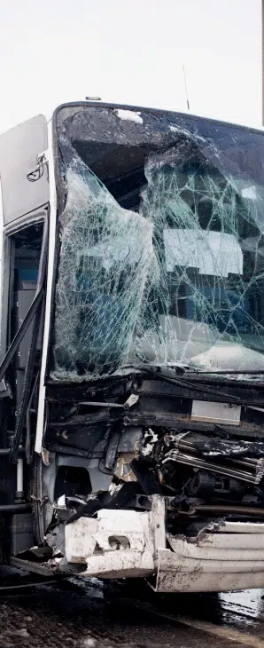 A bus after being involved in an accident