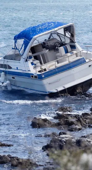 A ship that crashed into rocks